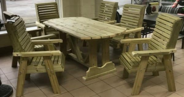 6 seater redwood garden table set