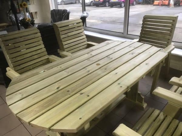 6 seater redwood garden table set